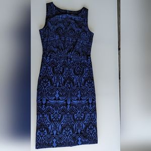 New York & company blue velvet detail dress